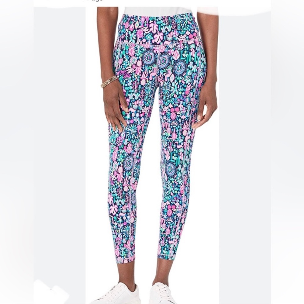 NWT Lilly Pulitzer High Rise Pants in Navy Jewel Pattern size small